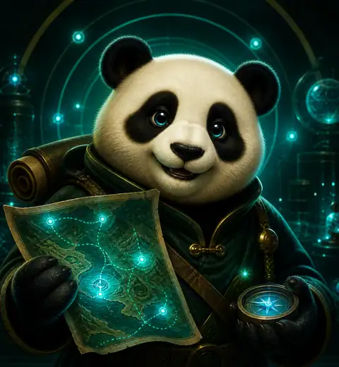 Панда с картой миссий и наград Panda Casino